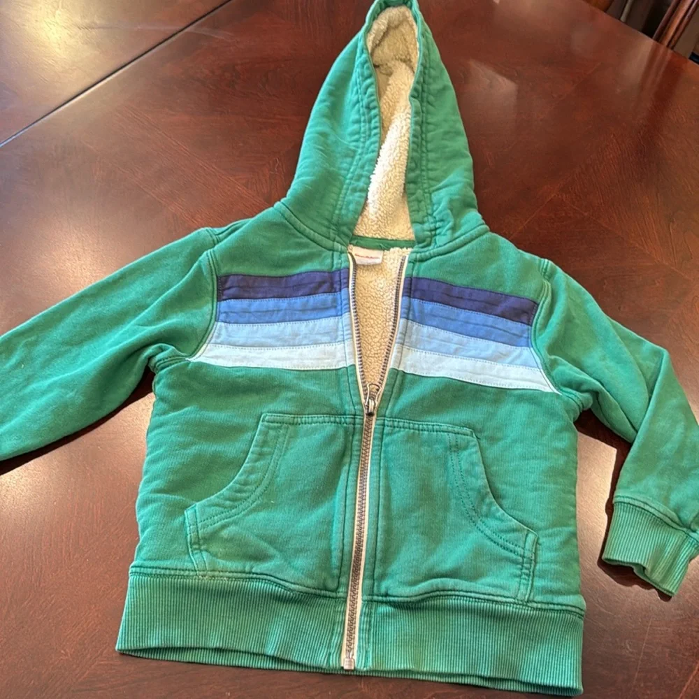 Hanna Andersson Girls Full Zip Sweatshirt with hoodie Sherpa lining Size 4